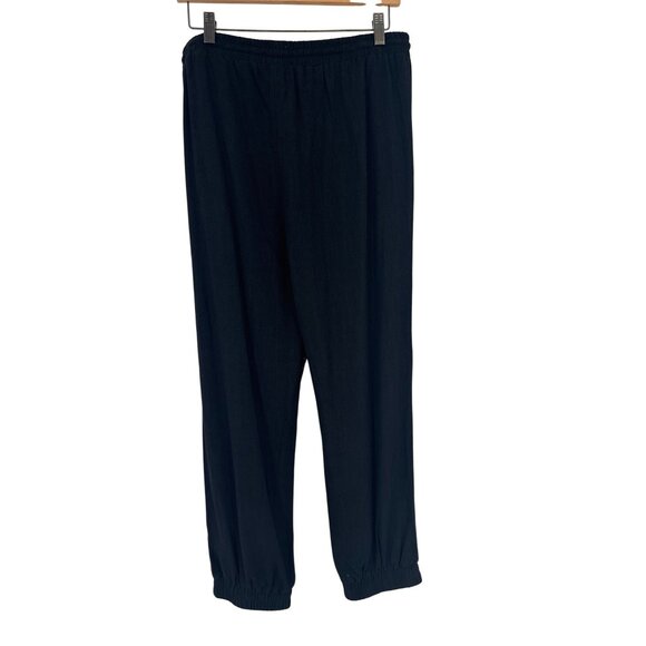 Umgee Womens silver Sequin Pants Black linen joggers Size Large new - Picture 3 of 6